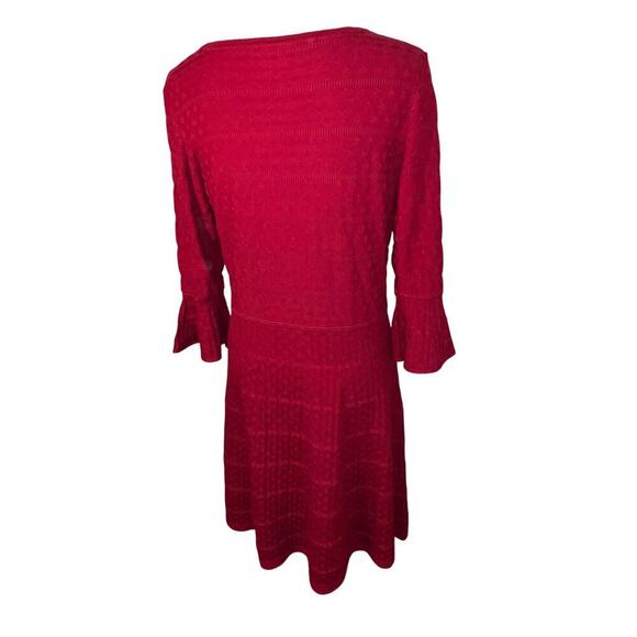 Gabby & Skye Womens sz large textured knit Bell sleeves fit flare midi Y2Kdress - Picture 7 of 11